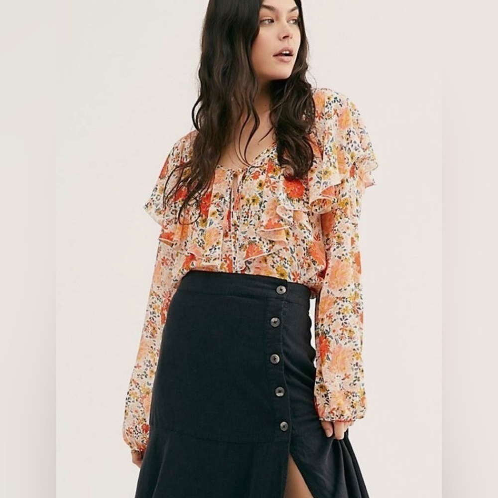 Free People Ivory And Coral Say It To Me Floral Body Suit - Picture 4 of 17